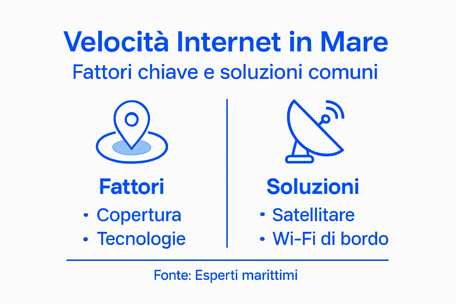 Guida visiva ai principali fattori che influenzano la connessione internet in mare e alle possibili soluzioni per navigare sempre online.