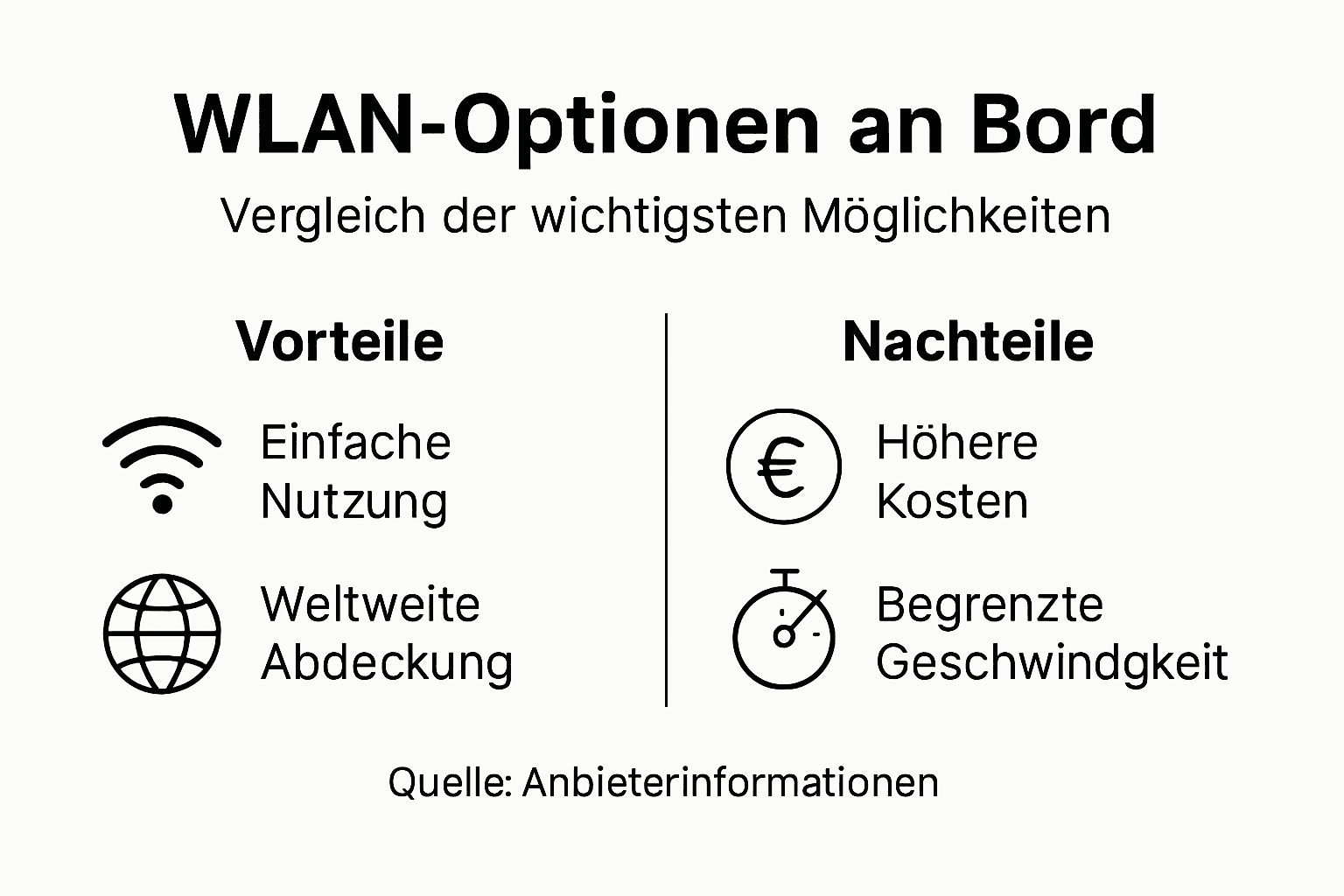 Die Infografik stellt verschiedene WLAN-Alternativen gegenüber und beleuchtet deren Stärken und Schwächen.