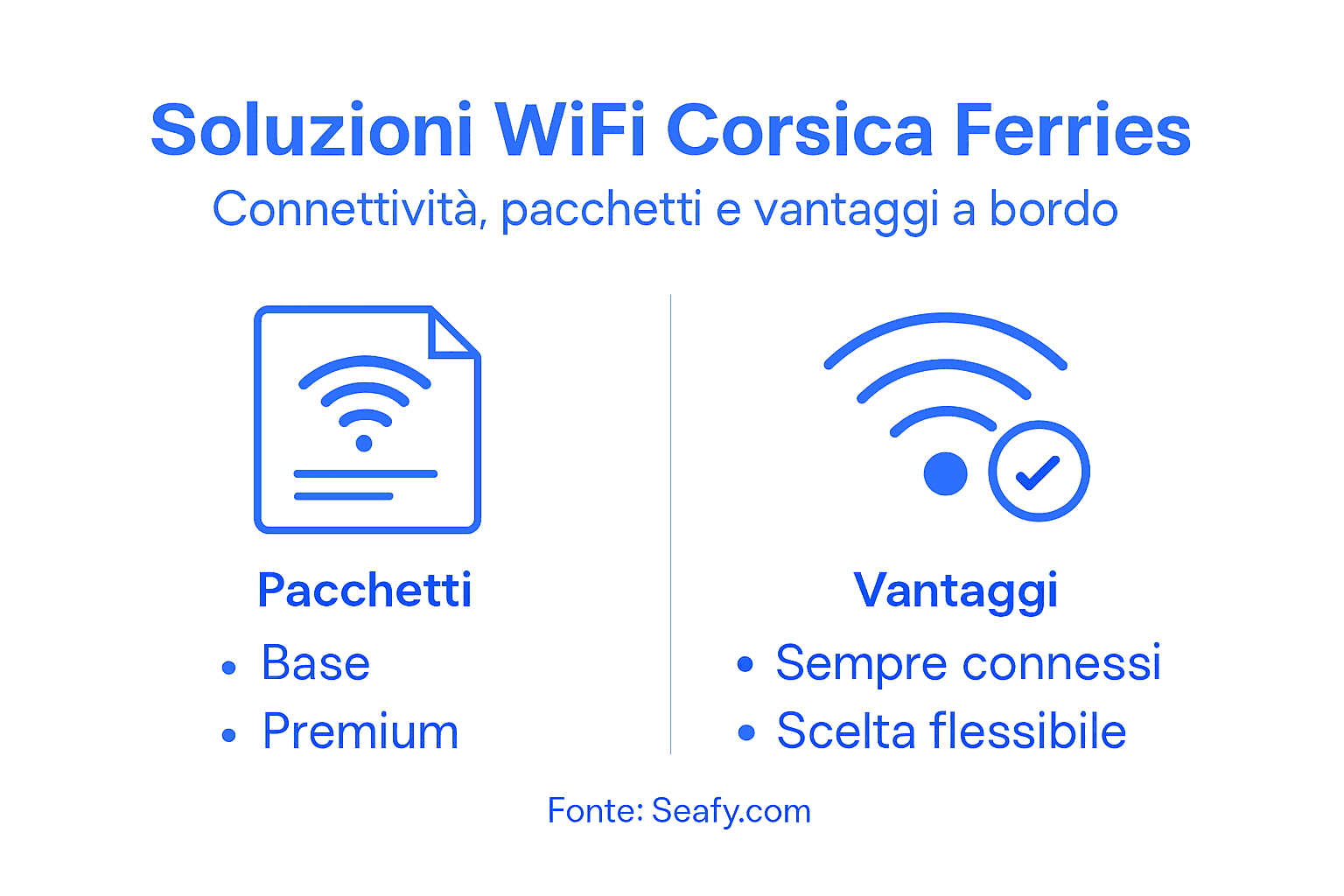 Scopri i vantaggi dei pacchetti WiFi Corsica Ferries: un’infografica per scegliere la soluzione più adatta alle tue esigenze di connessione a bordo.