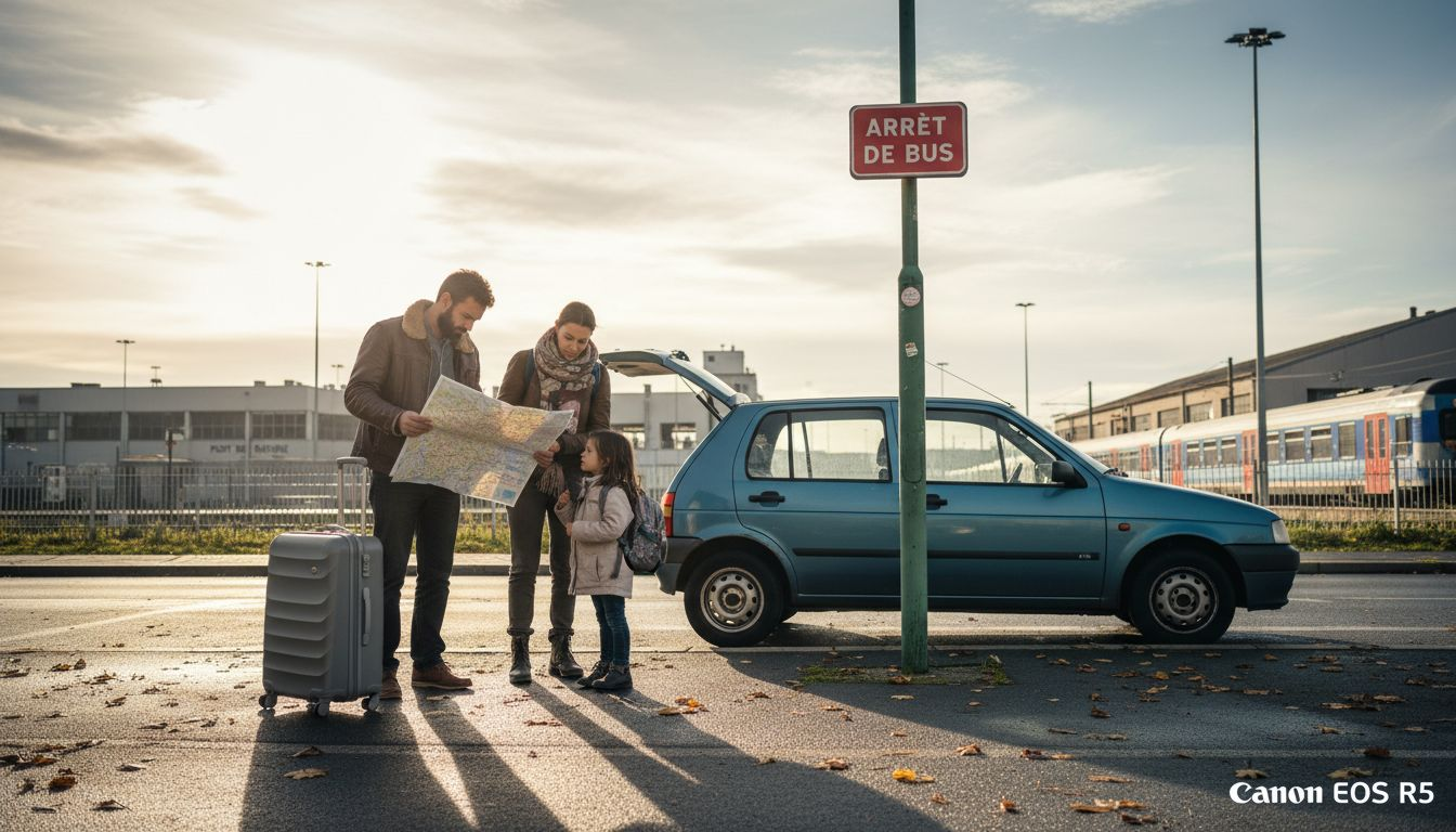 Une famille découvre le port de Savone à son arrivée.