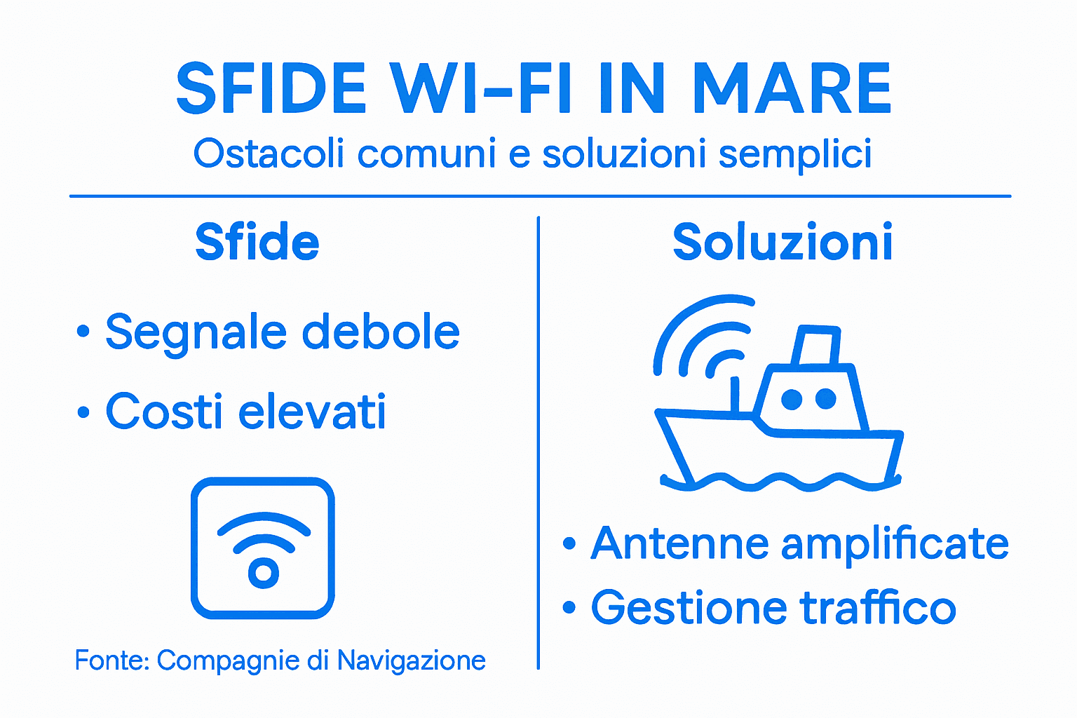 Infografica: le maggiori criticità della connessione Wi-Fi a bordo delle navi