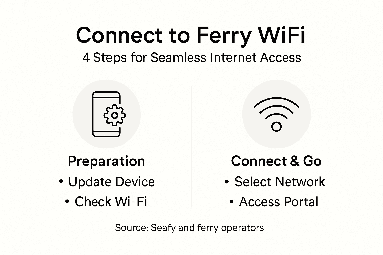 Infographic steps for connecting to ferry wifi
