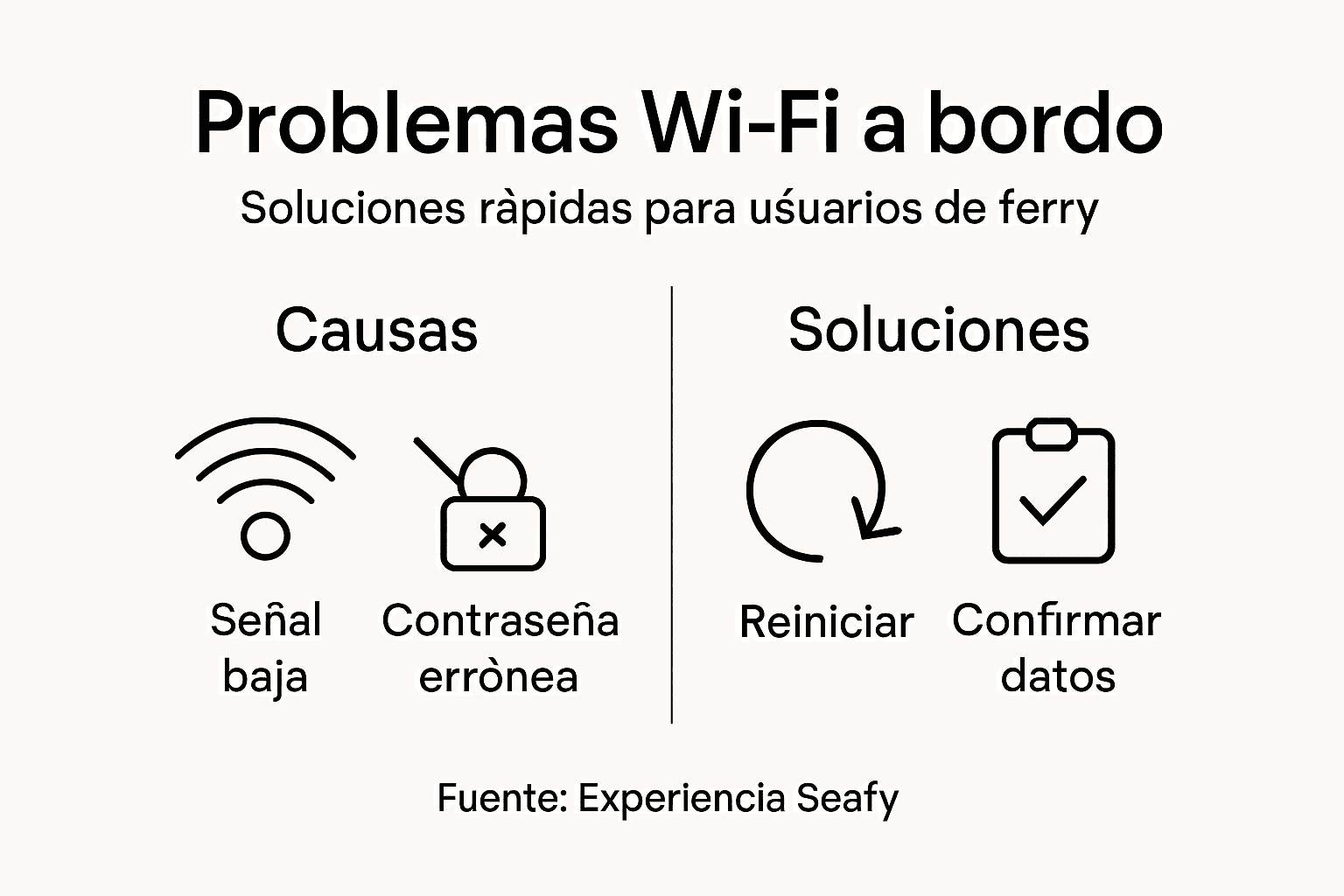 Infografía: principales dificultades con el Wi-Fi a bordo del ferry y cómo solucionarlas
