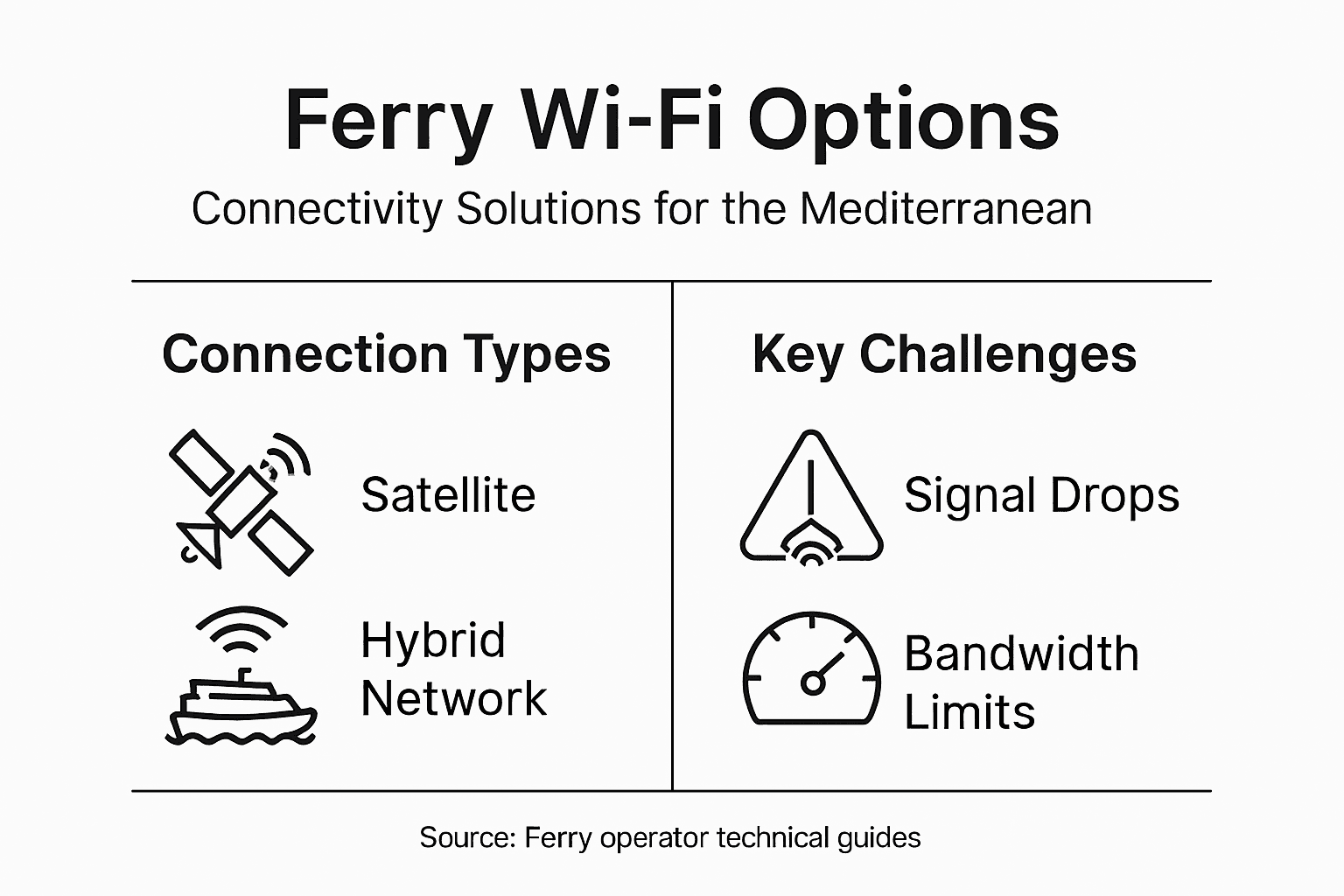 Infographic with ferry Wi-Fi solutions and issues