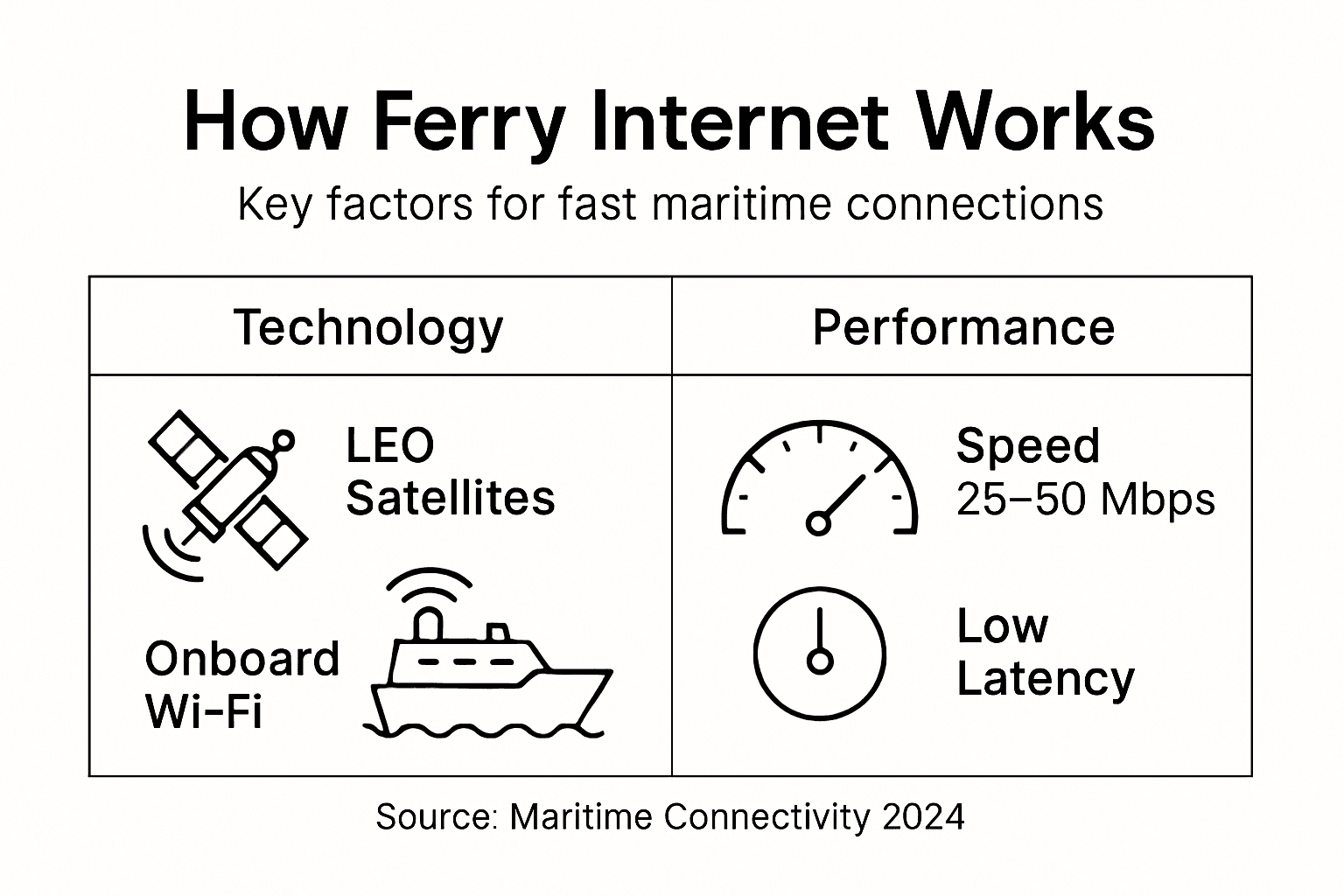 Infographic on key factors for ferry internet