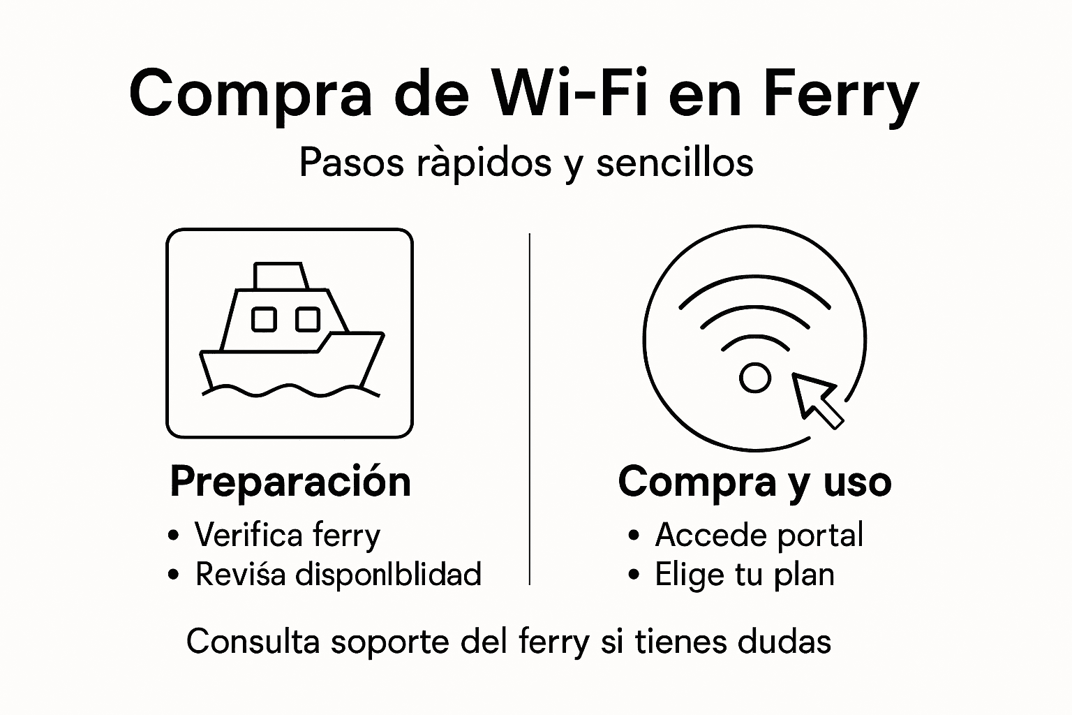 Guía visual: cómo adquirir conexión WiFi en el ferry paso a paso