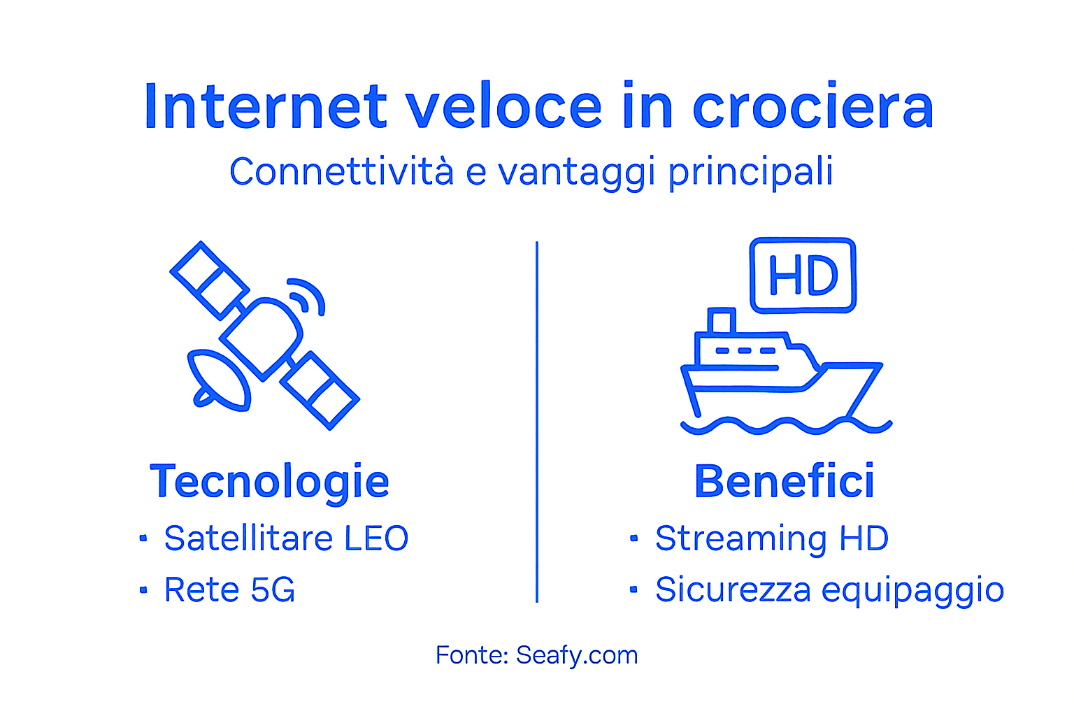 Infografica: come avere una connessione internet super veloce a bordo di una nave da crociera