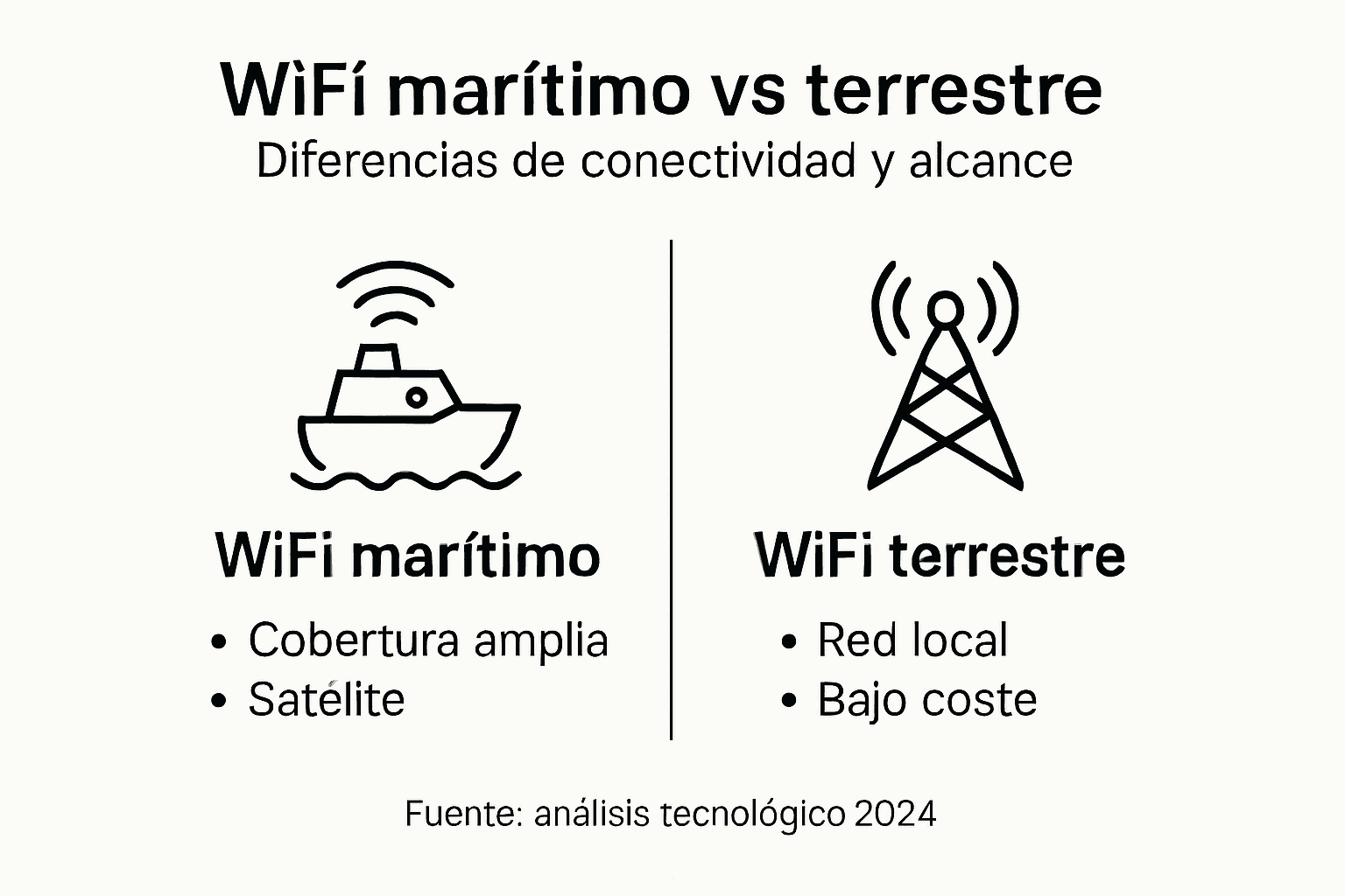 Infografía: principales diferencias entre el WiFi en entornos marítimos y terrestres
