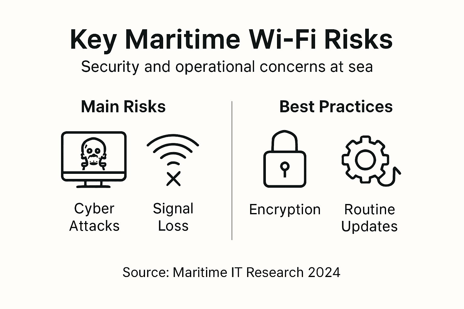 Infographic highlighting maritime Wi-Fi risks and tips