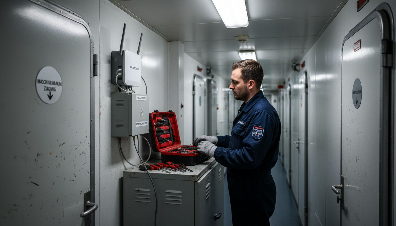 Das Bordpersonal kümmert sich um die Wartung und den reibungslosen Betrieb des WLANs auf der Fähre.
