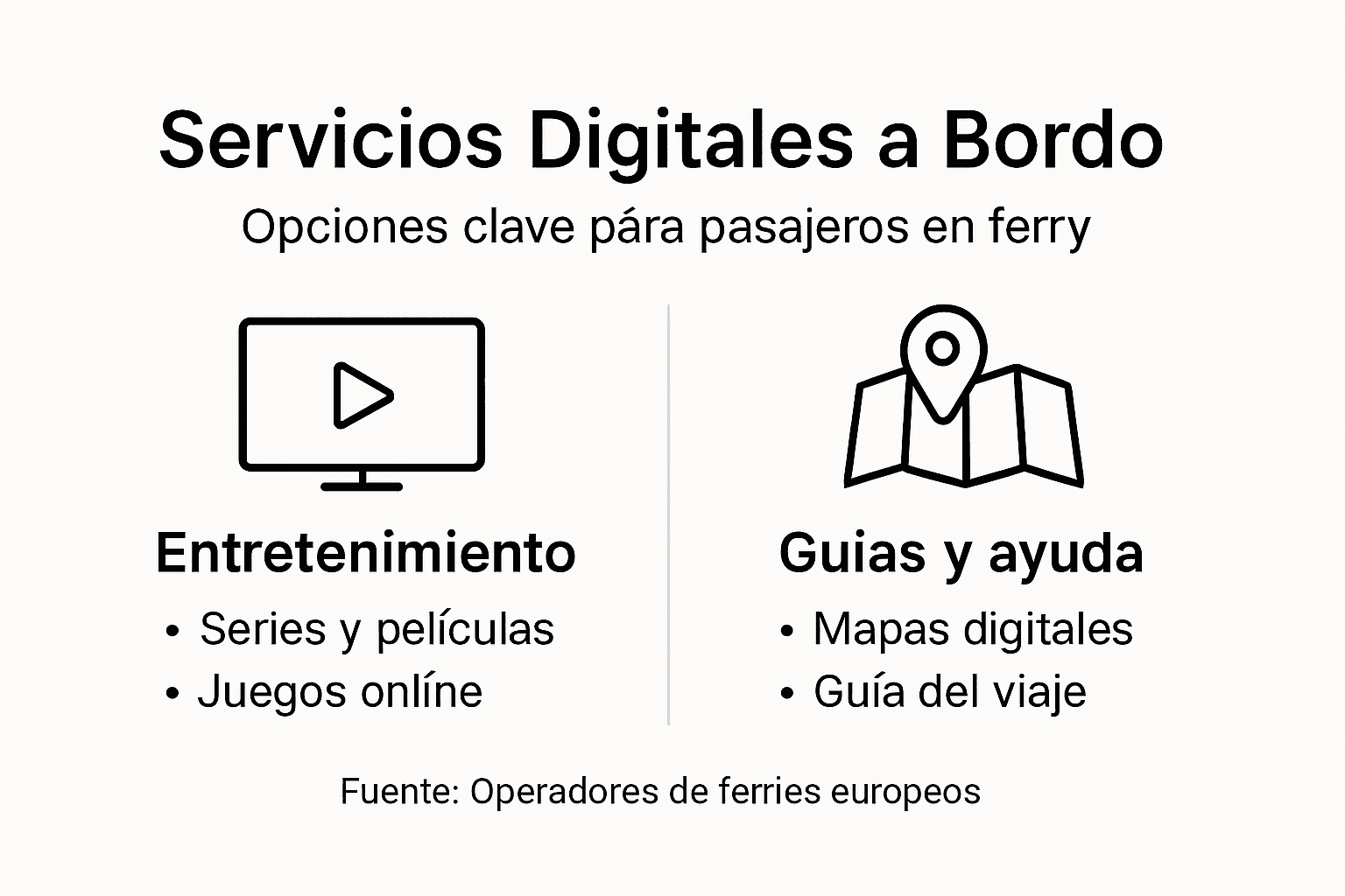 Descubre en esta infografía todos los servicios digitales que puedes encontrar a bordo de los ferris