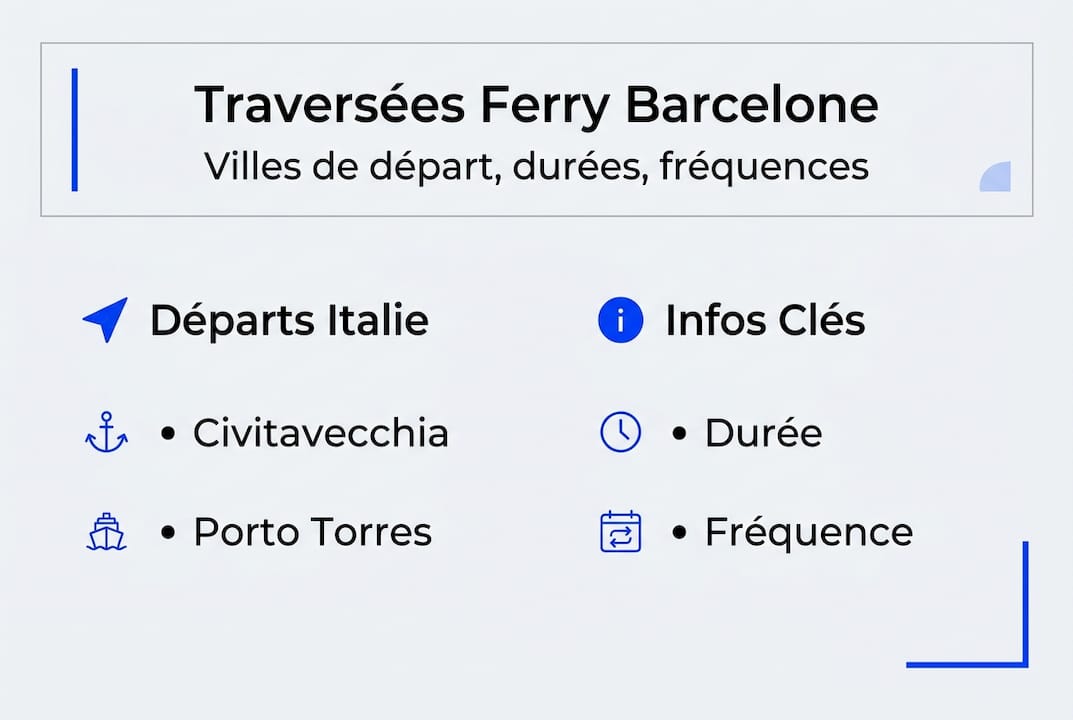 Carte illustrée des principales liaisons en ferry et de leur durée de traversée