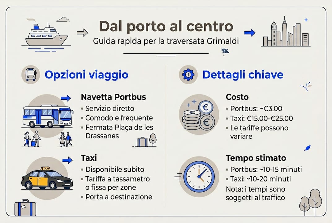 Infografica sui collegamenti tra il porto e il centro di Barcellona
