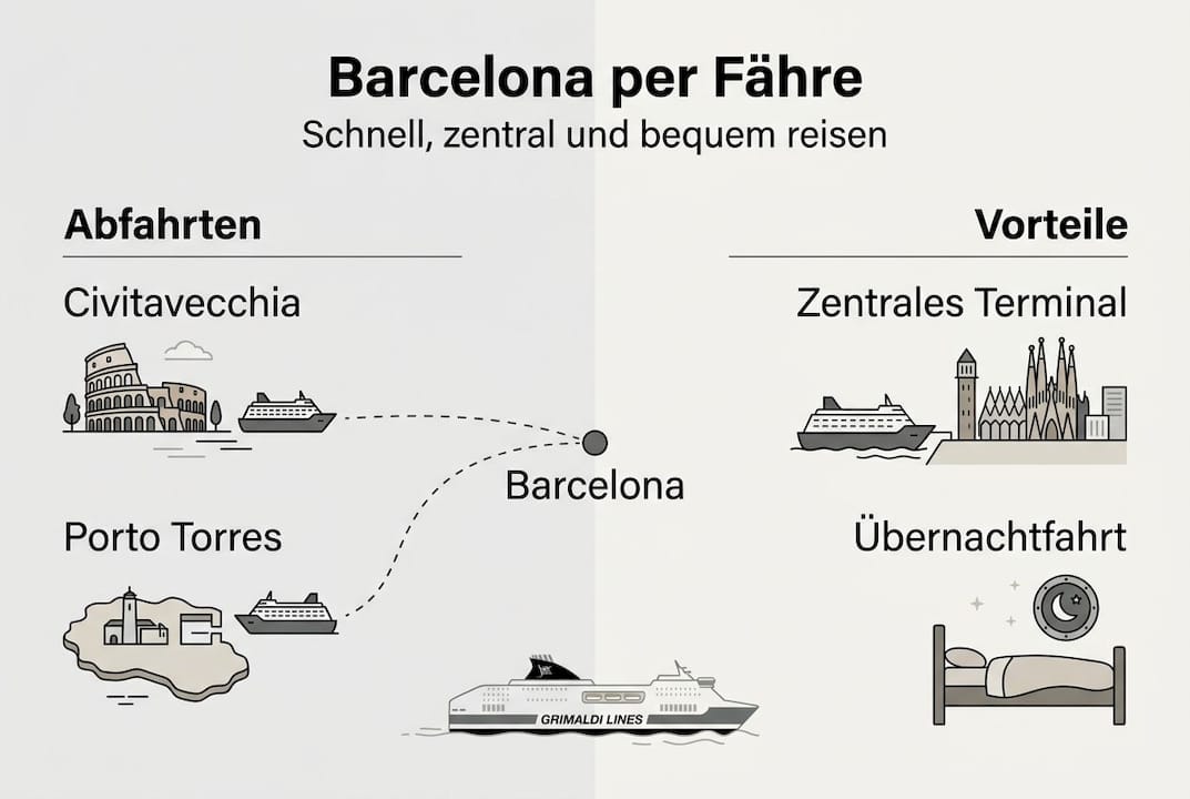 Übersicht der Fährverbindungen nach Barcelona – mit den schönsten Highlights entlang der Route und den wichtigsten Abfahrtsorten im Überblick