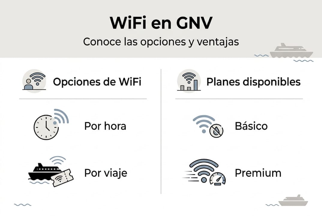 Infografía con las diferentes tarifas y opciones de WiFi disponibles a bordo del ferry