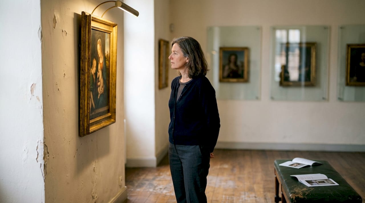 Visitor admiring art in Palais Fesch gallery