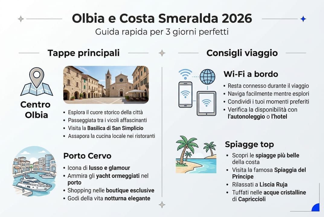Schema riepilogativo dell’itinerario tra Olbia e la Costa Smeralda