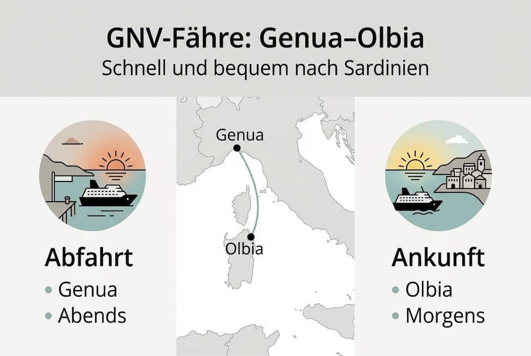 Übersicht der GNV-Fährverbindung zwischen Genua und Olbia – alle wichtigen Infos auf einen Blick