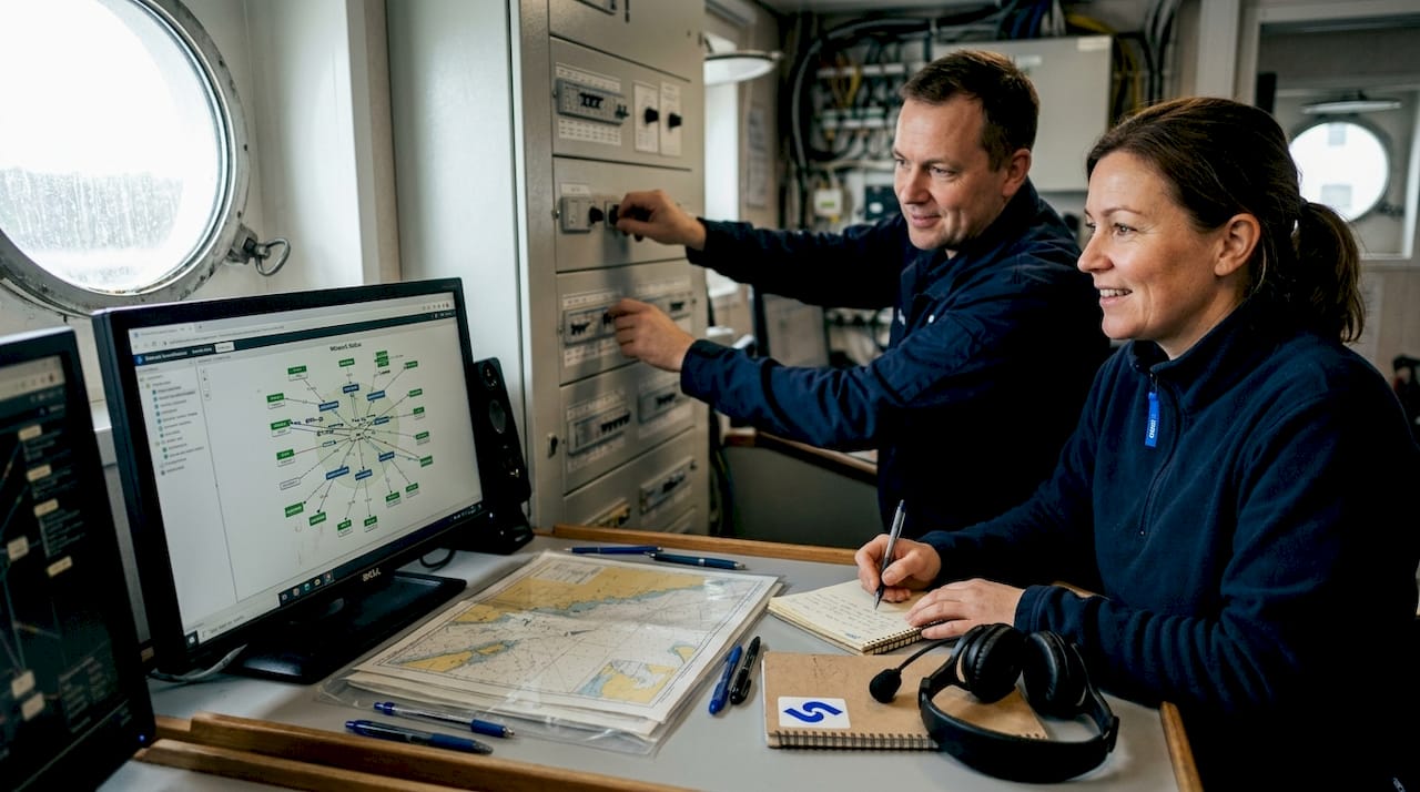 Spécialistes en charge de la supervision de la connectivité des réseaux maritimes