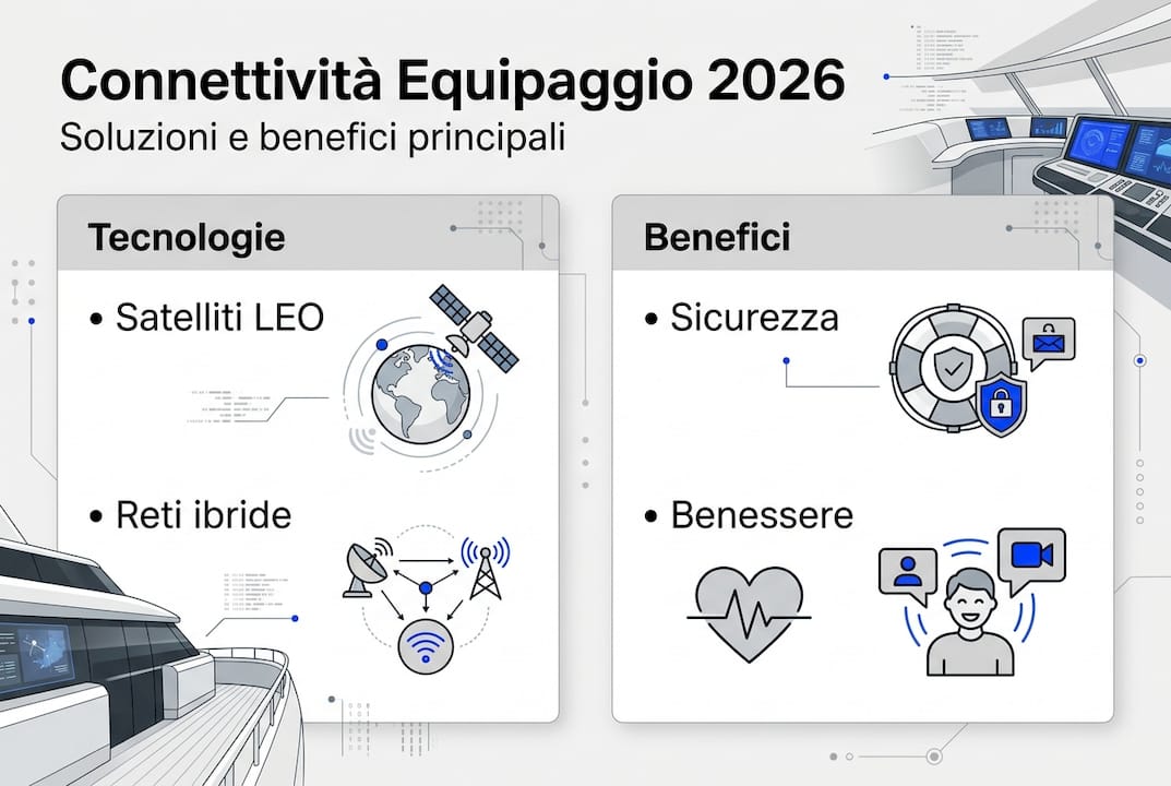 Infografica sulle soluzioni innovative per la connettività dell’equipaggio e i relativi vantaggi