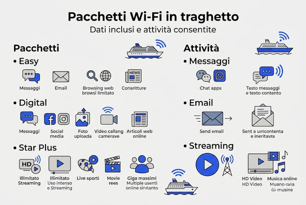 Tabella comparativa delle offerte dati per traghetti