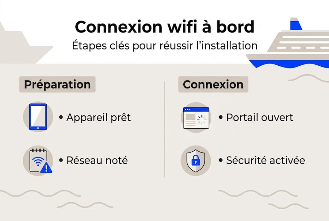 Guide illustré : les étapes pour se connecter au wifi à bord du ferry