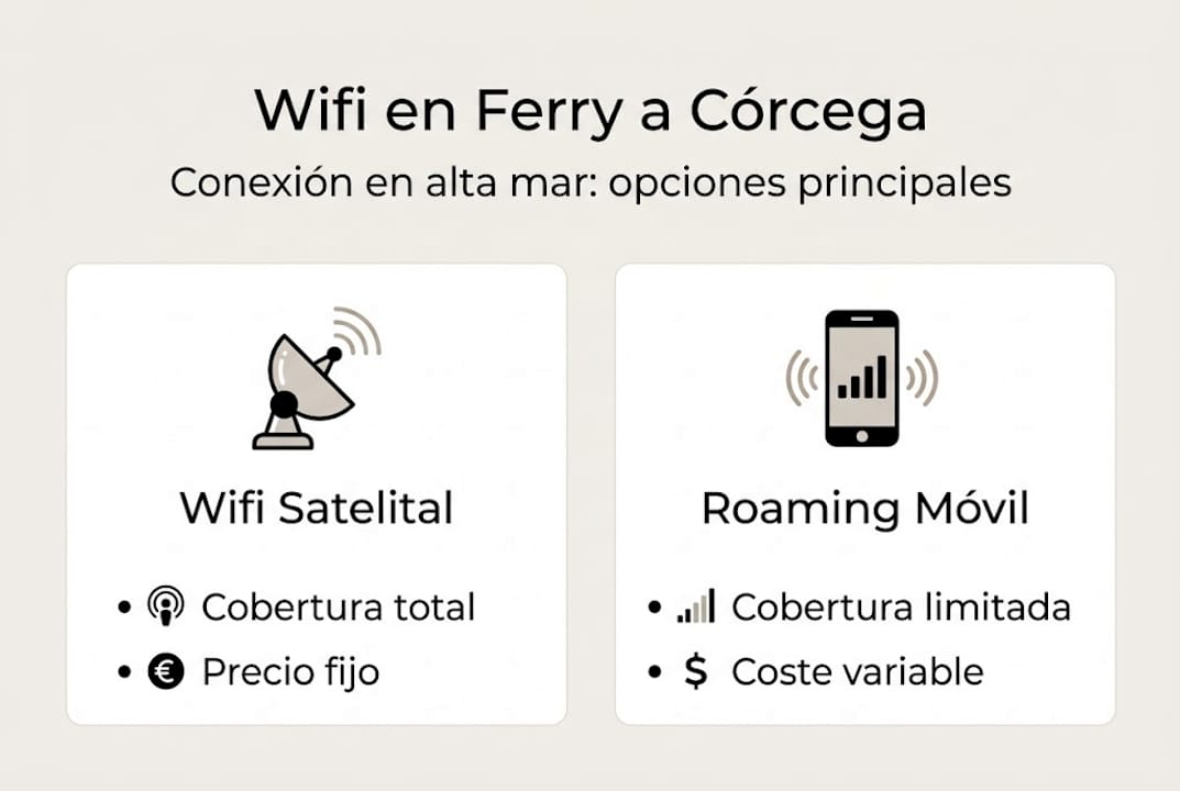 Infografía: comparativa entre wifi satelital y roaming en ferris