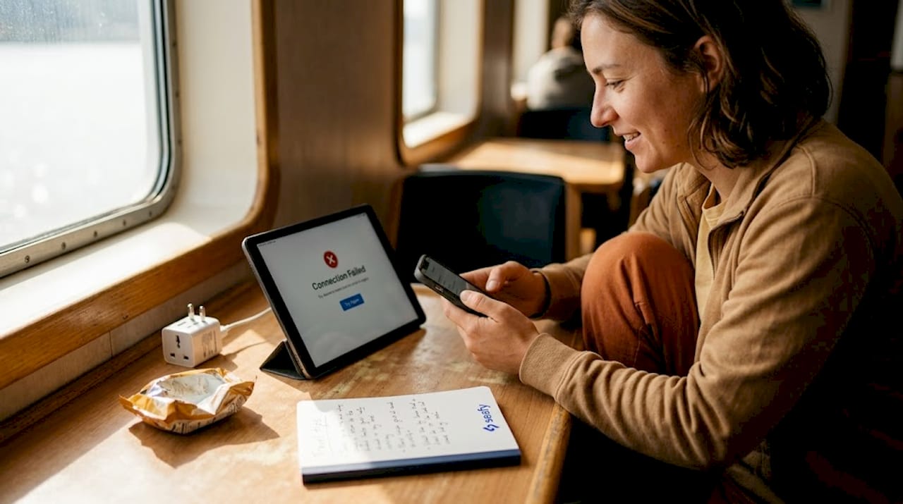 Adjusting smartphone DNS settings on ferry