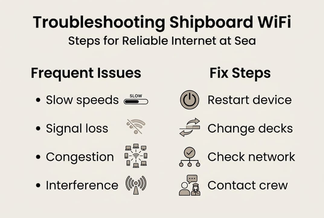 Infographic with ship WiFi issues and fixes