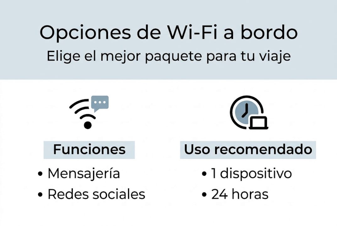 Infografía sobre las opciones y características del Wi-Fi a bordo del ferry
