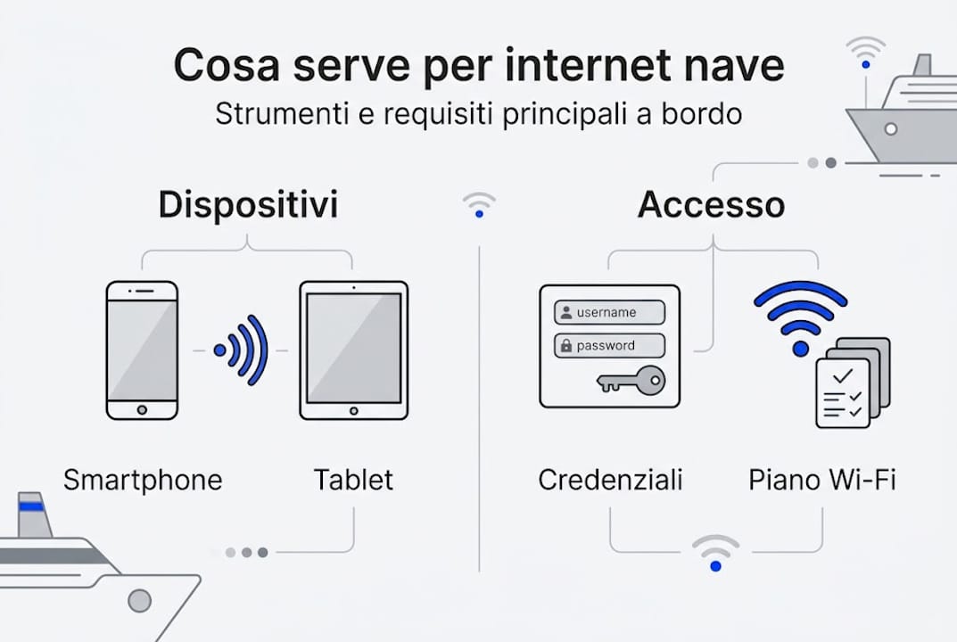 Infografica: tutto quello che serve per una connessione internet a bordo nave