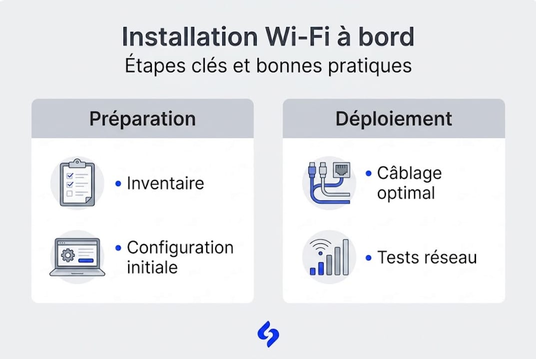 Schéma détaillé du processus d'installation du Wi-Fi à bord