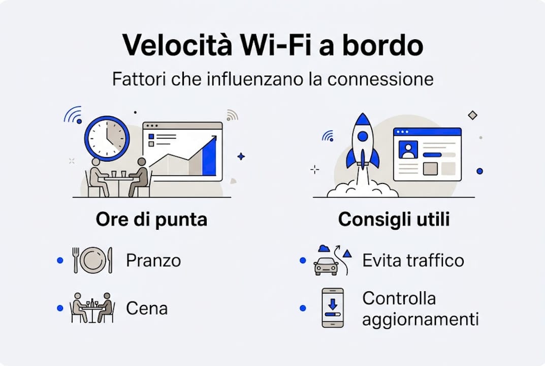 Grafico sulle prestazioni della connessione internet a bordo dei traghetti