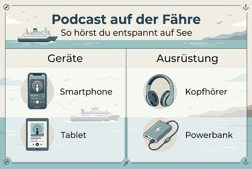 Infografik: Was braucht man für einen Podcast auf der Fähre?