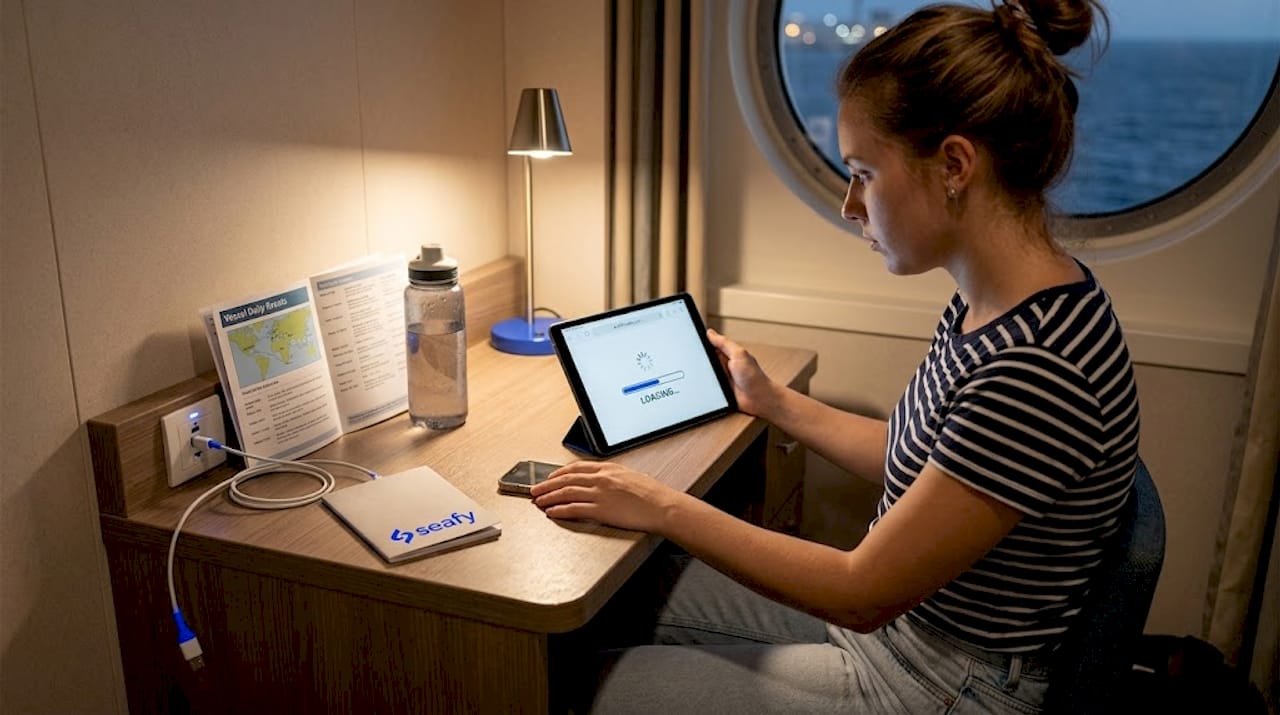 Passenger frustrated with slow Wi-Fi in cruise cabin