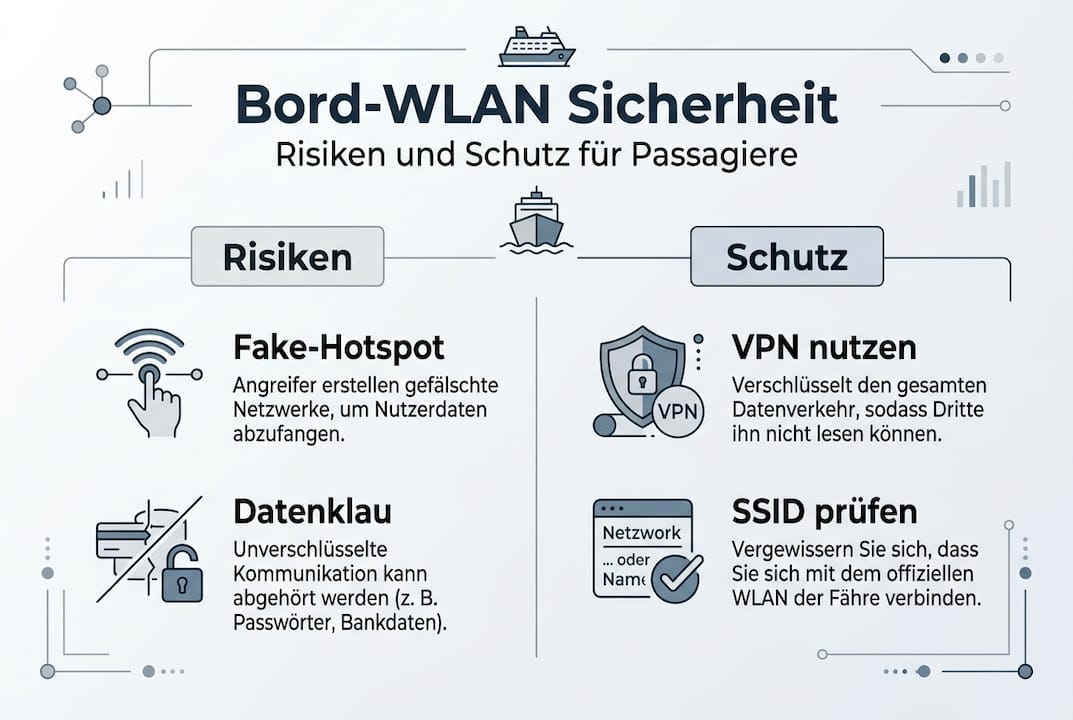 Infografik: So schützen Sie sich vor Gefahren im WLAN an Bord