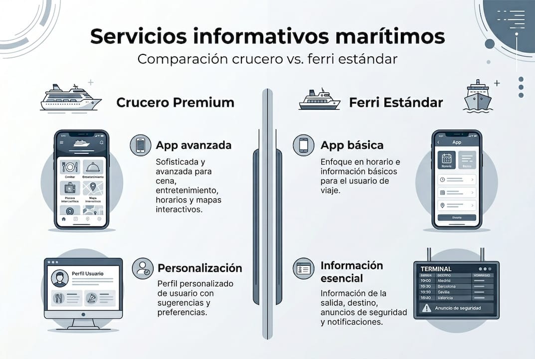 Resumen visual de las diferencias entre distintos servicios de información