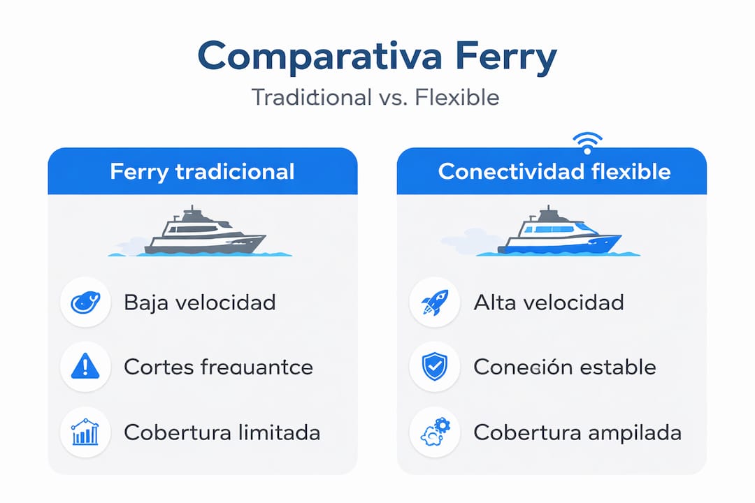 Comparativa visual: ferry convencional vs. ferry flexible