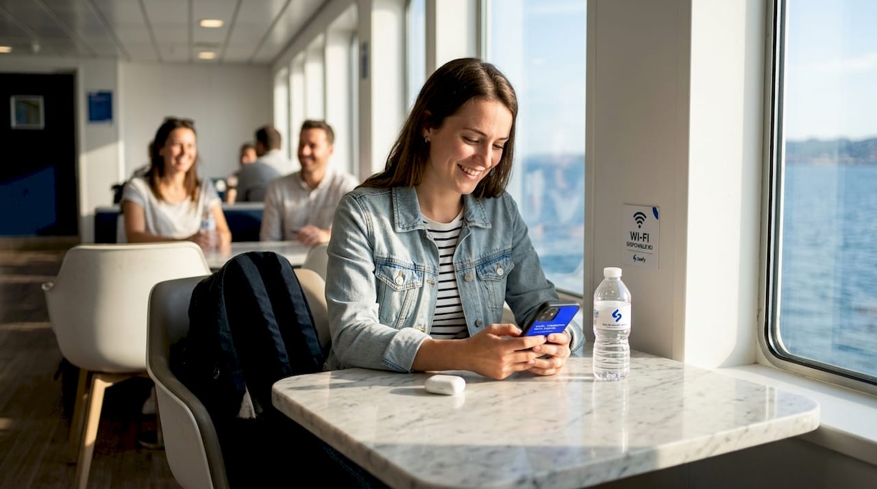 Connexion du passager au portail Wi-Fi à bord