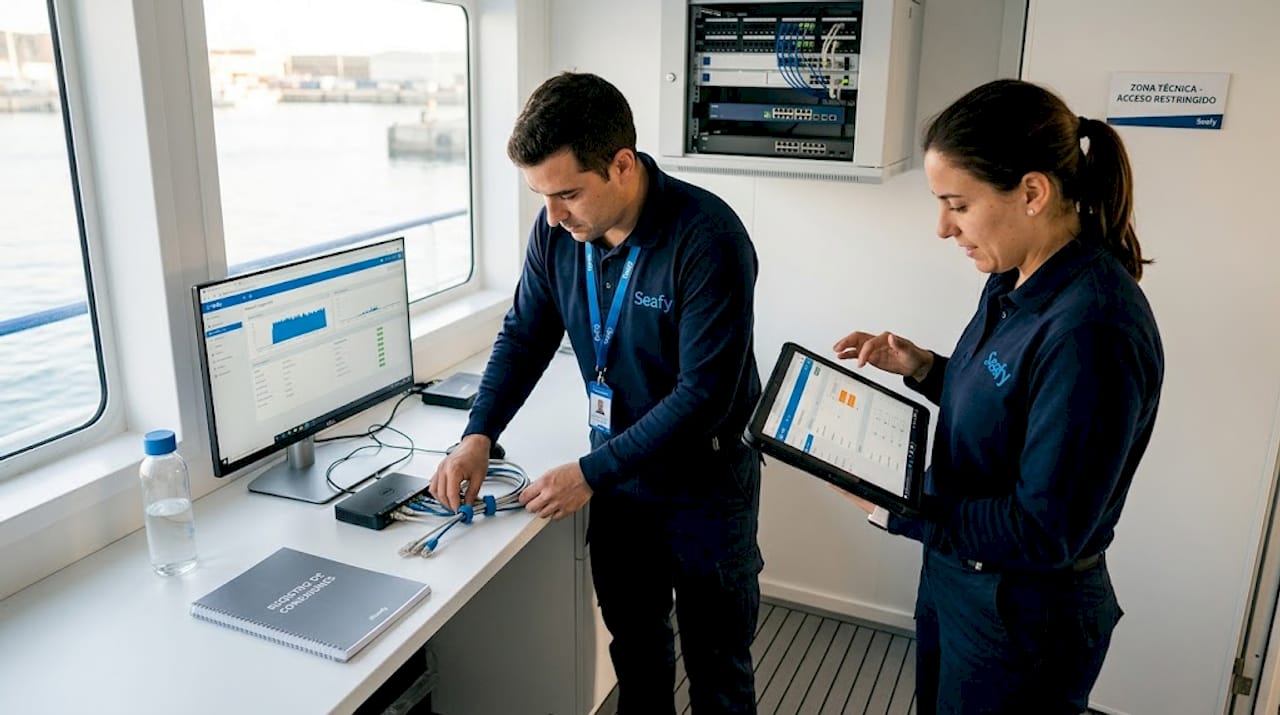 El personal a bordo se encarga de administrar la conexión Wi-Fi en el ferry.