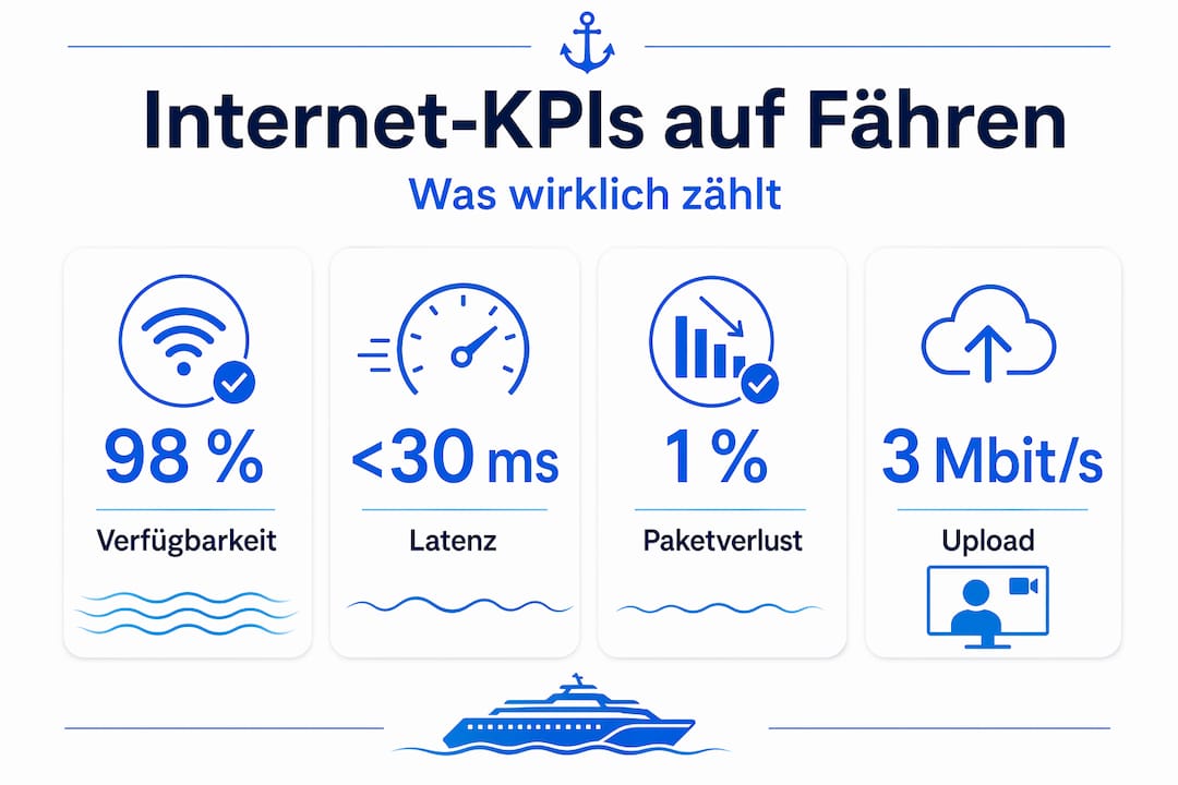 Übersichtsgrafik mit den wichtigsten Kennzahlen zur Internetnutzung auf Fähren