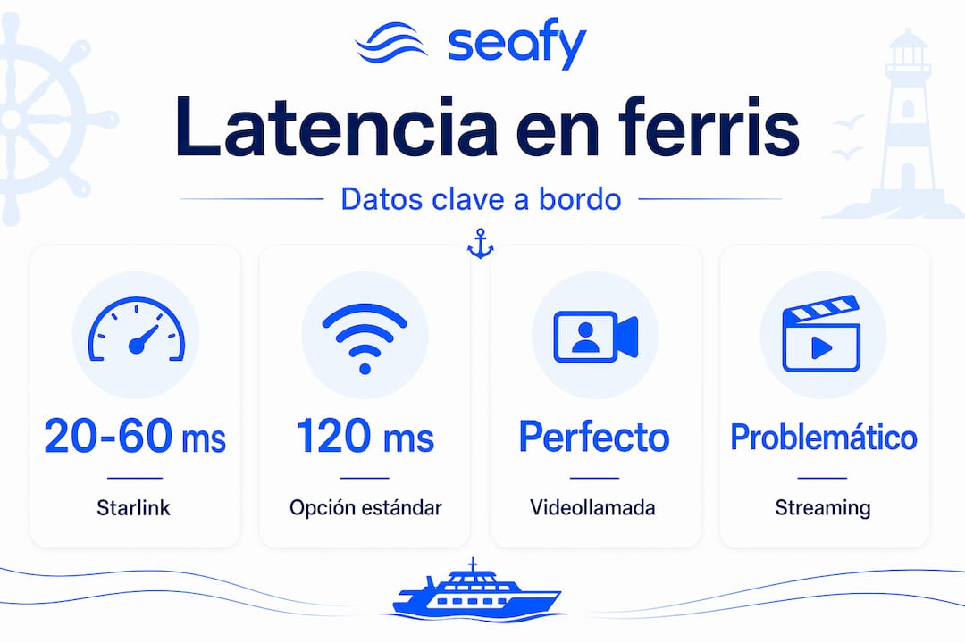 Infografía sobre el tiempo de respuesta del wifi a bordo de los ferris