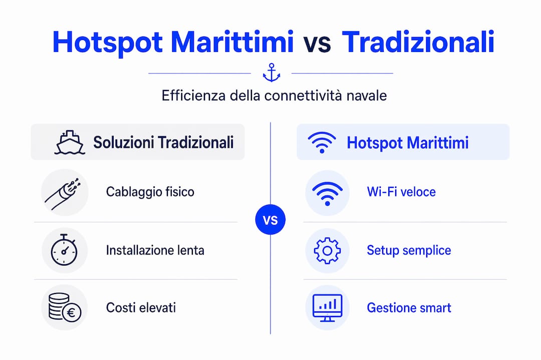 Infografica: confronto tra hotspot marittimi e reti tradizionali