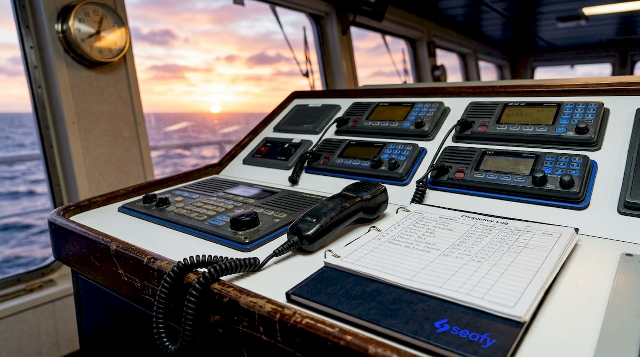 Ship radio console with multiple communication devices