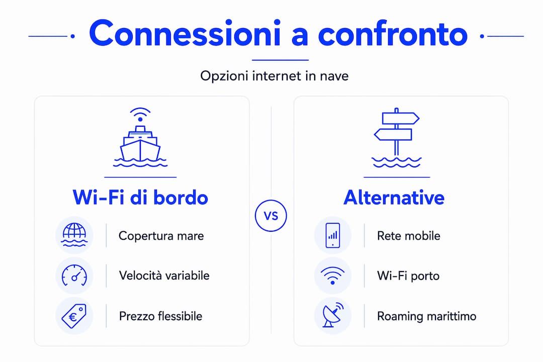 Guida visiva alle soluzioni alternative per il Wi-Fi a bordo delle navi
