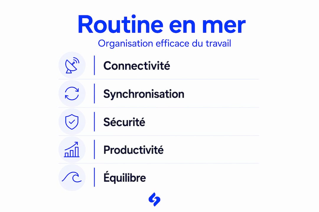 Les étapes essentielles d'une journée en télétravail à bord d'une croisière, présentées en infographie
