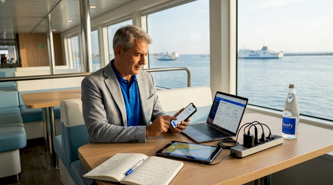 Un uomo trasforma il suo smartphone in un hotspot per navigare su Internet.