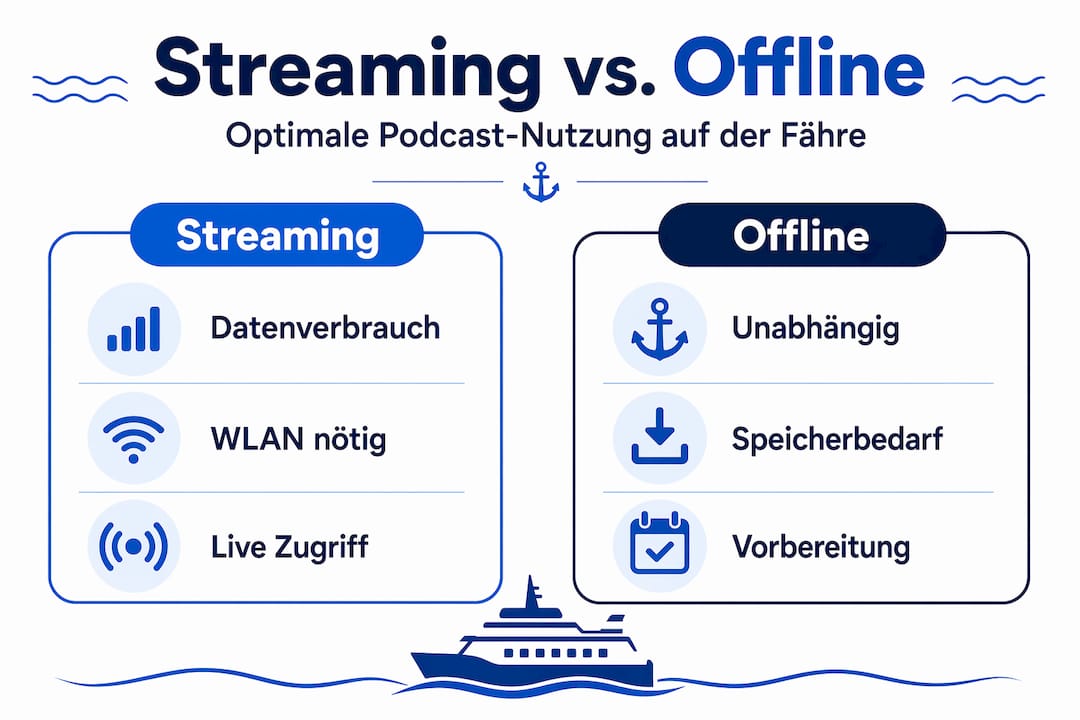 Infografik: Podcasts im Streaming- vs. Offline-Modus – ein Vergleich