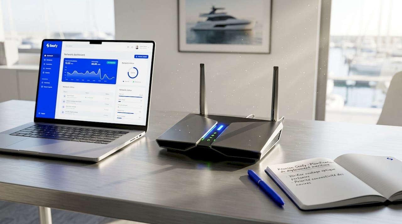 Routeur Wi-Fi dernière génération équipé de voyants lumineux pour un contrôle en temps réel du réseau.