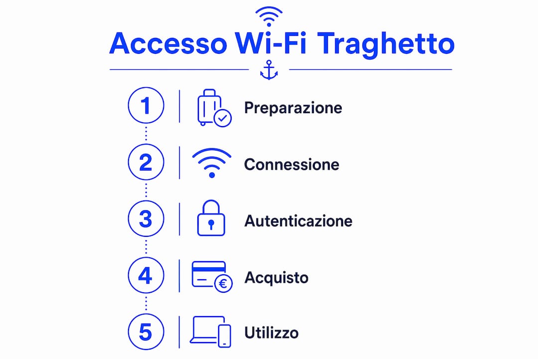 Guida illustrata: come connettersi al Wi-Fi a bordo del traghetto